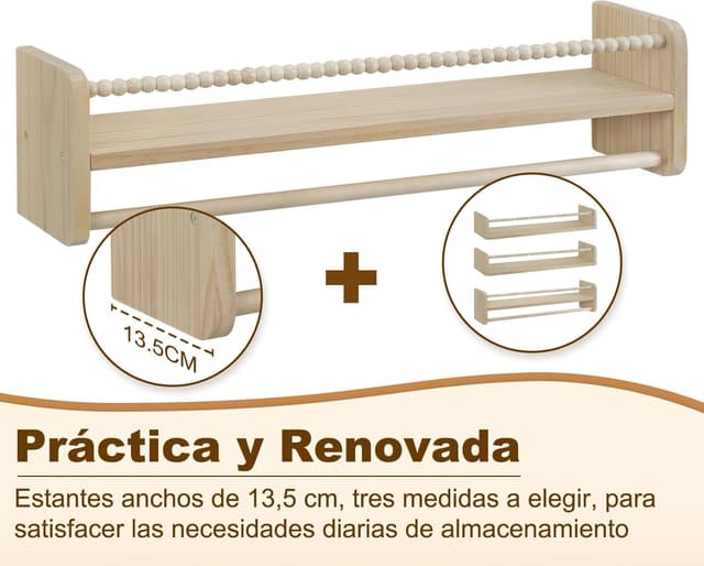 Detalle 2 de WOLTU Estantes Flotantes Infantiles de Madera