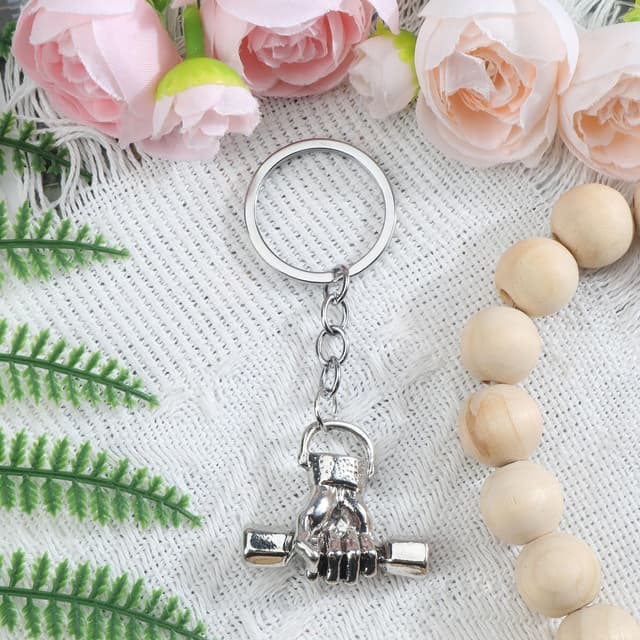 Detalle de OBEISN Schlüsselanhänger Fitness Retro Hantel – kreativer Dumbbell-Anhänger für Rucksäcke & Alltag