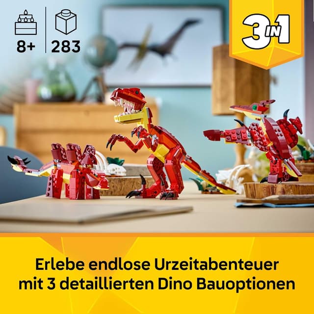 Detalle 2 de LEGO Creator 3-in-1 31379 Wilder Dinosaurier – 3 Bauoptionen mit Velociraptor, Stegosaurus oder Flugsaurier