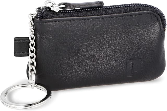 Detalle de LEDEROW Mini Schlüsseltasche aus echtem Leder – kompaktes Schlüsseletui für Motorrad- und einzelne Hausschlüssel
