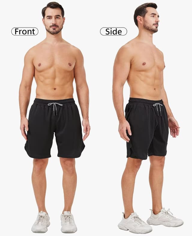 Detalle de OCYMA 3-Pack 2-in-1 Men’s Gym Shorts with Compression Liner, Pockets & Towel Loop (7 inch)