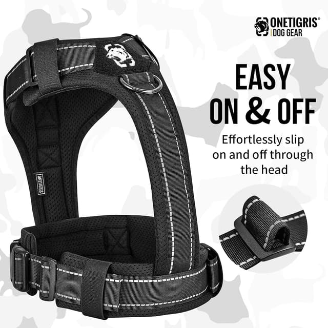 Detalle de Onetigris Diesel No-Pull Dog Harness (Large, XL) with Soft Padded Chest and Reflective Trim