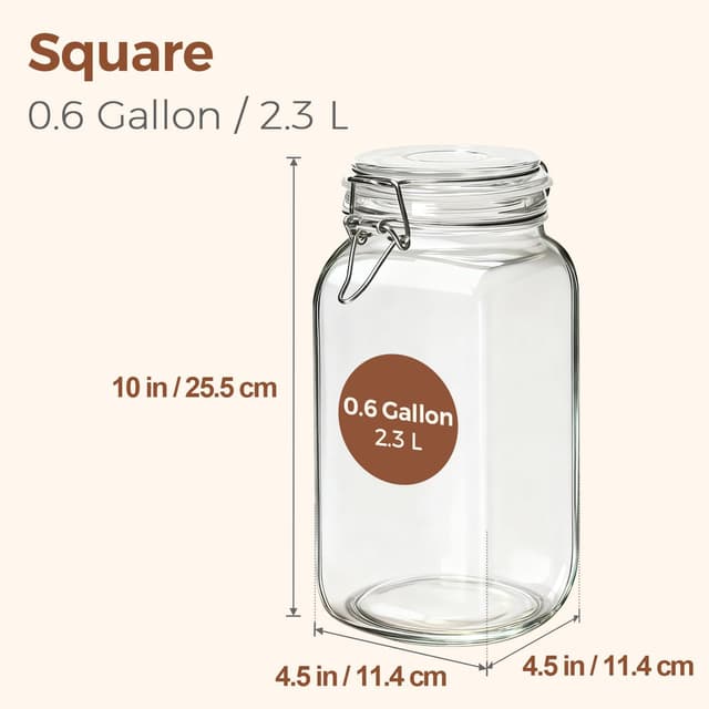 Detalle 2 de ComSaf Airtight Glass Jars 0.6 Gallon ⚖