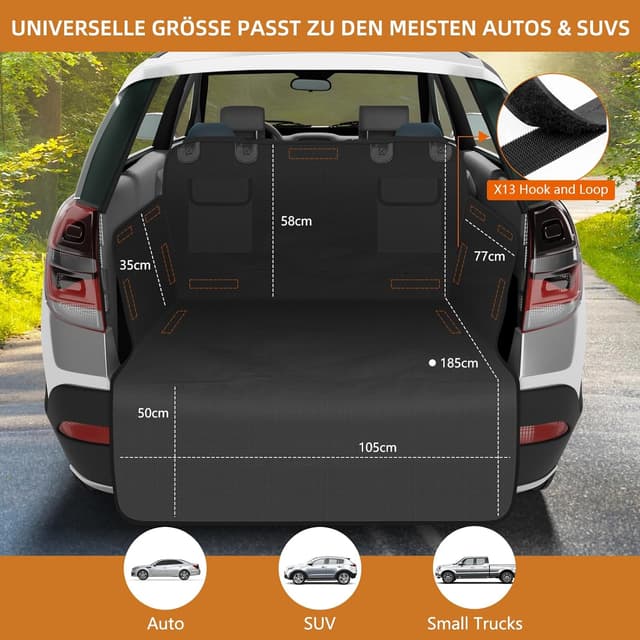 Detalle de Vepazony Kofferraumschutz Hund Universal 185x105 cm – wasserabweisende, kratzfeste Schutzmatte für Auto, SUV