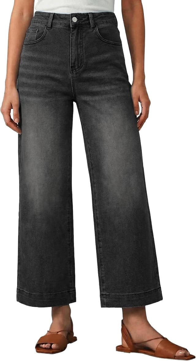 Detalle de EMMIOL 2025 Wide Leg Jeans distressed mid‑waist