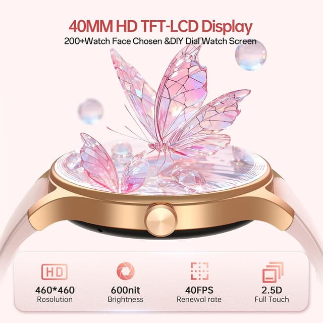 Detalle 2 de Women’s Smart Watch with AI Voice & Bluetooth Calls, 1.27” HD Fitness Tracker (Pink) — IP68, 110+ Sports Modes