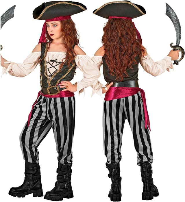Detalle 2 de W WIDMANN MILANO Party Fashion Piratin-Kostüm Kinder, 6-teilig – mit Zubehör für Halloween & Karneval