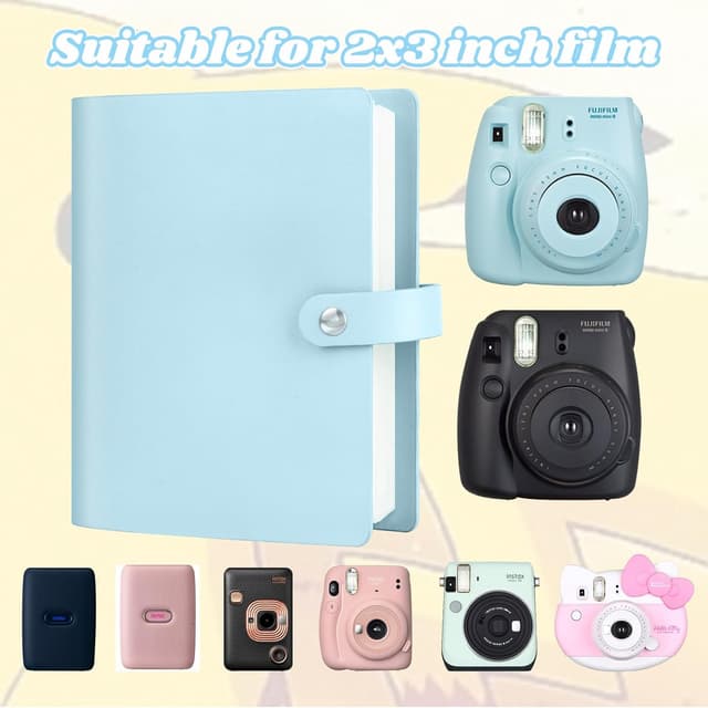 Detalle de Ruibytree 320-Fach Fotoalbum für Fujifilm Instax (Mini EVO/LiPlay/… ) und Polaroid Snap – Pastellblau