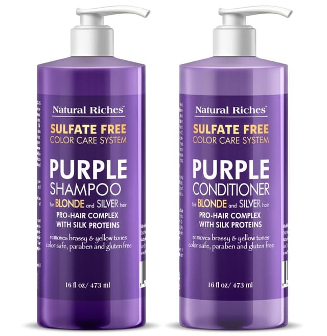 Detalle de Natural Riches Purple Shampoo and Conditioner Set for Blonde, Silver & Gray Hair (Sulfate-Free, Color-Safe)