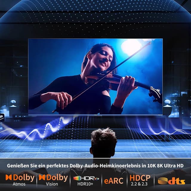 Detalle 2 de HDMI-Kabel 2,5 m „Ultra High Speed“ (HDMI 2.1) für 10K/8K, 4K@240 Hz, HDR10+ eARC – kompatibel mit PS5 & Xbox