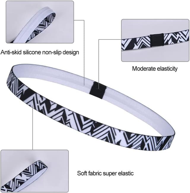 Detalle de URAQT Sport Fascia per capelli antiscivolo sottile unisex