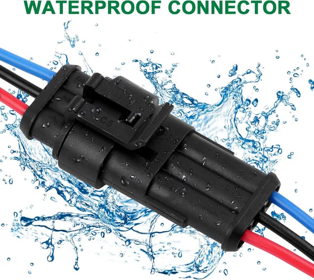 Detalle de URAQT 3-polig Kabel-Steckverbinder-Set (5 Sätze) für 16 AWG Marine, wasserdicht – inkl. 20 Lötverbinder