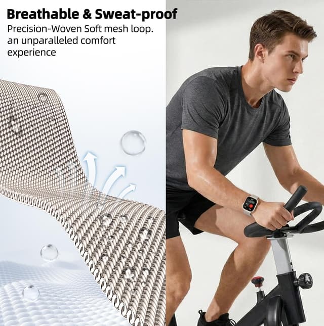 Detalle de Higgs stainless steel magnetic mesh strap for Apple Watch (compatible 38mm–49mm)