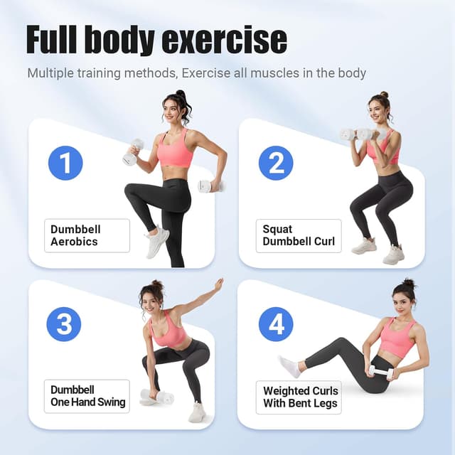 Detalle de MERACH adjustable dumbbell set of 2 (4-in-1) 1–4 kg hand weights for home gym strength training