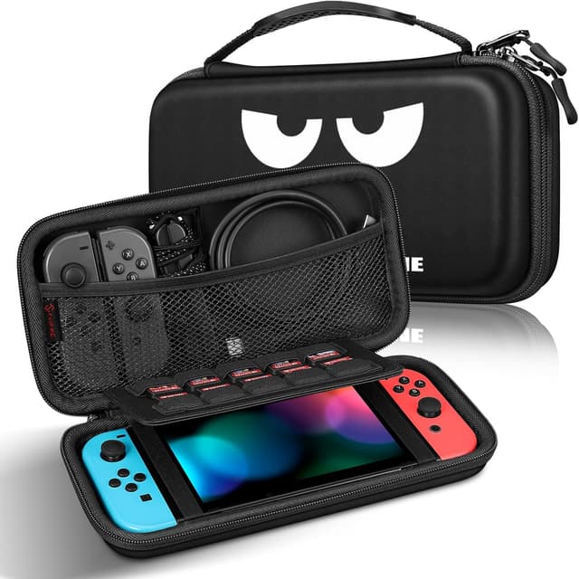 Detalle de FINTIE Tasche für Nintendo Switch 2017 und Switch OLED 2021 – EVA-Hülle mit 10 Kartenhaltern und Tragegurt