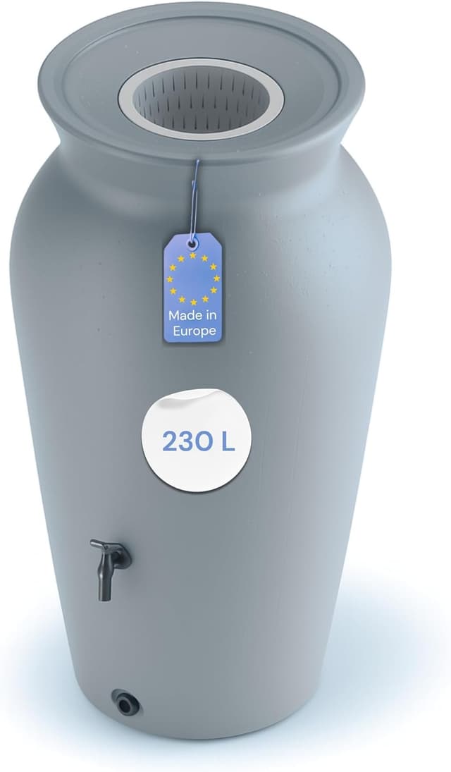 Detalle de YourCasa Regentonne 230L (120–230 Liter) aus frostsicherem Kunststoff mit Filterkorb & Wasserhahn