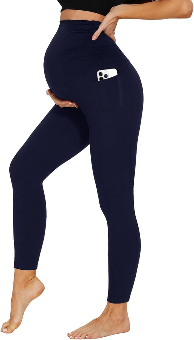 Detalle 2 de DDOBB Damen Umstandsleggings mit Taschen (High Waist) für Schwangerschaft, Yoga & Alltag