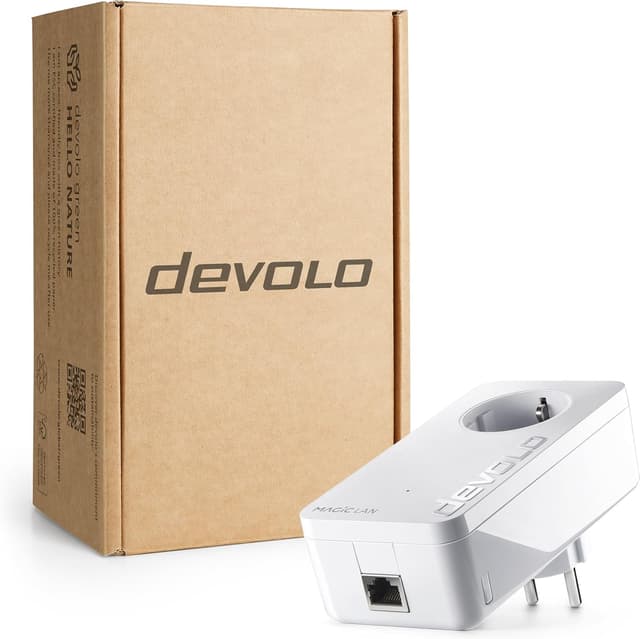 Detalle de devolo Magic 1 LAN Erweiterungsadapter (LAN Powerline) für Homeoffice, 1× Gigabit LAN, weiß