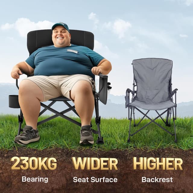 Detalle de EVER ADVANCED Oversized Camping Chair for Adults 230kg