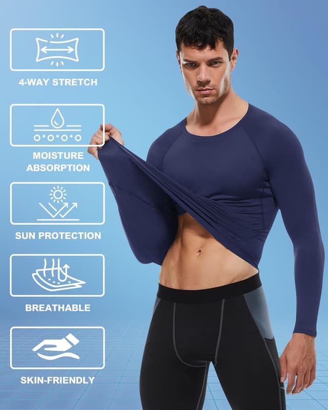 Thumbnail 6 de Yuerlian 3-pack men’s long sleeve compression base layer for gym, running and training