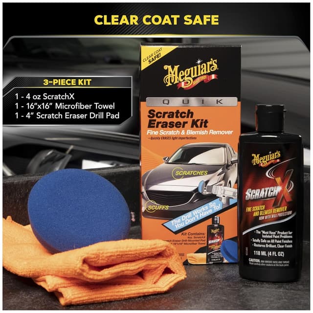 Detalle de Meguiar’s Quik Eraser Kit (ScratchX) Drill-Mounted Pad Scratch Remover for Clear Coats, 4 Count