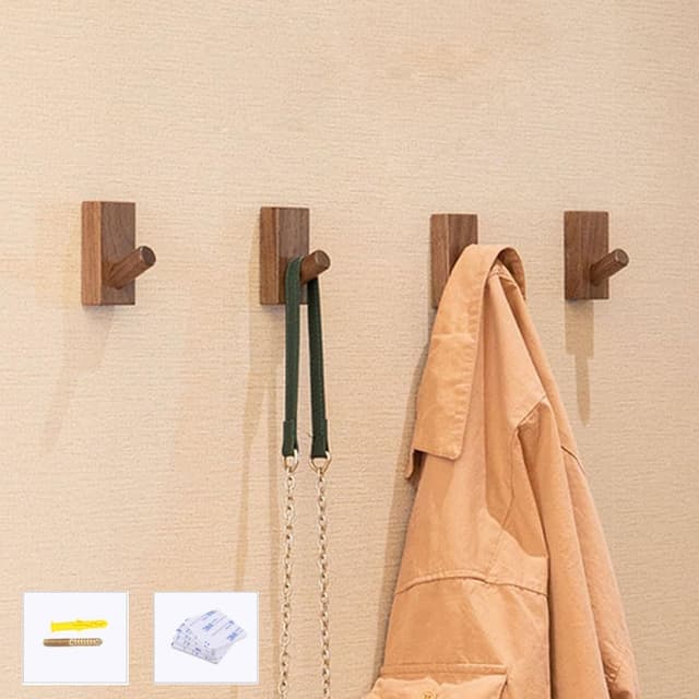 Detalle 2 de HomeDo ganci autoadesivi in legno Rettangolo noce nero 4 pezzi 🪵