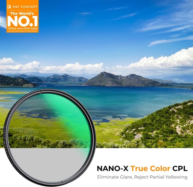 Detalle 2 de K&F CONCEPT 77mm True Color Polarising CPL (Nano-X Series) circular polariser filter