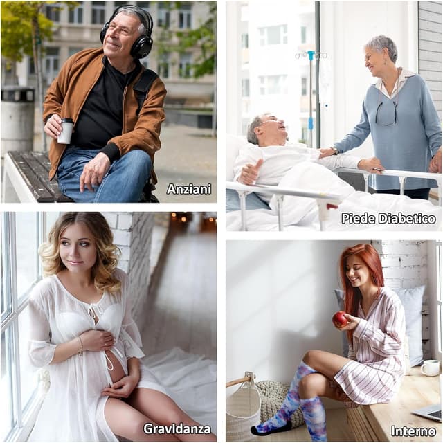 Detalle de LOFIR Calze ginocchio diabetici senza elastico e senza cucitura in cotone (unisex) 39–50