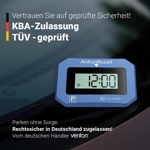 Detalle de VENTON V2 Elektronische Parkscheibe (mit KBA-Zulassung) – automatische Parkuhr mit Nachtmodus & SOS