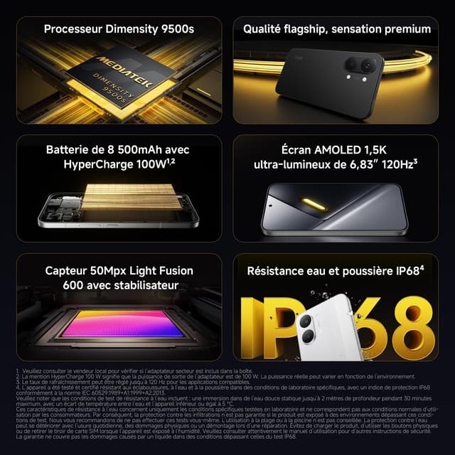 Detalle de POCO X8 Pro Max (XIAOMI) 12+512 Go : smartphone AMOLED 6,83" 1,5K 120 Hz avec Dimensity 9500s et charge 100 W