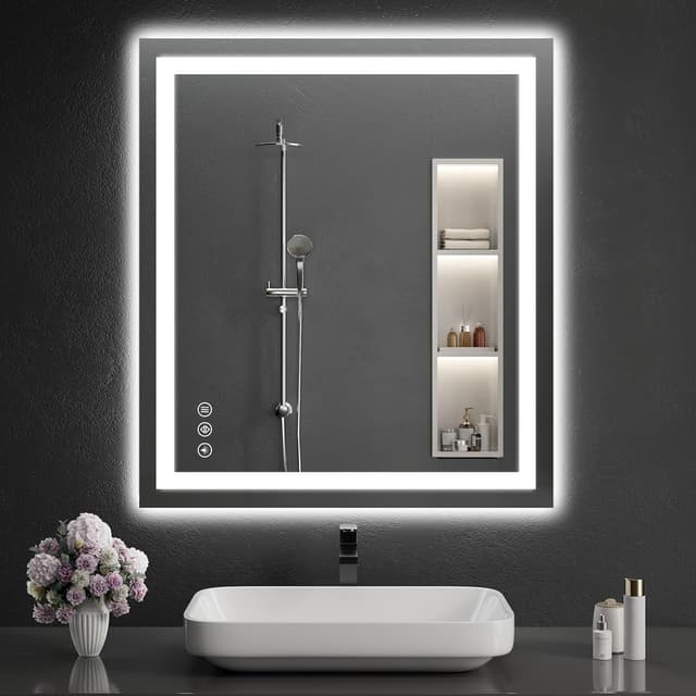 Detalle de LED Bathroom Mirror 32"x36" with Anti-Fog, Dimmable Lights & Touch Sensor
