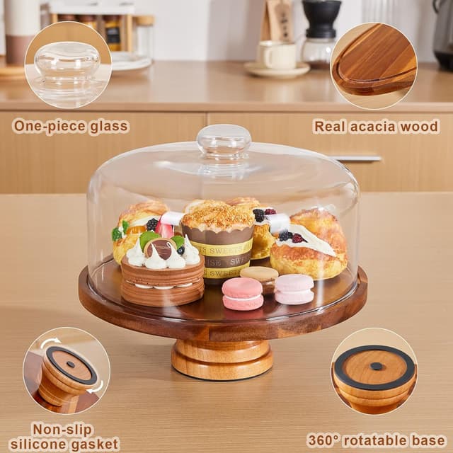 Thumbnail 2 de Yangbaga 11in Glass Cake Stand with Lid