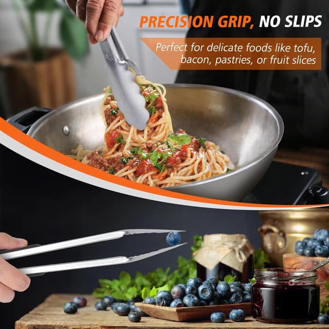 Thumbnail 5 de HOTEC Stainless Steel Kitchen Tongs Set of 2-9" and 12" 🍽