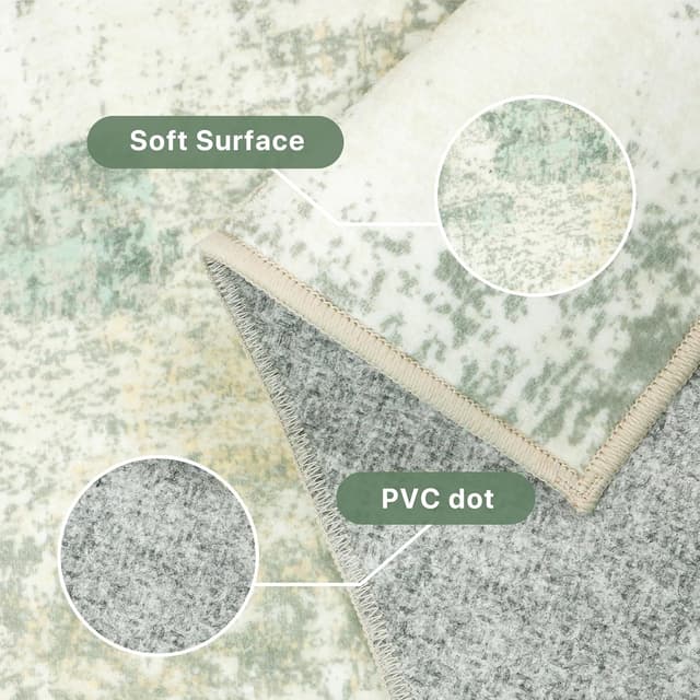 Detalle de BEIMO Tappeto Salotto Pelo Corto Moderno Astratto Verde Salvia 160x230 cm