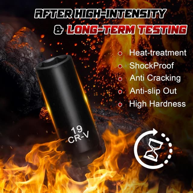 Detalle de 1/2" Drive Impact Socket Set (29-Piece) — Cr-V-M Steel Deep Sockets, SAE & Metric, With Extension Bar and Storage Case