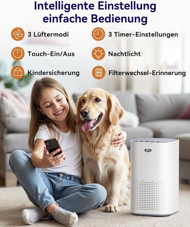 Detalle de EJD Luftreiniger für 70 m², CADR 223 m³/h