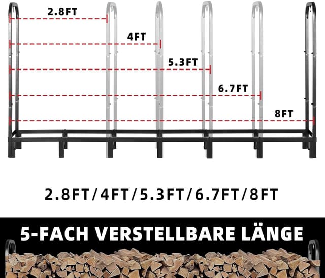 Detalle de Kendane Kaminholzregal 8FT 242x39,5x100 cm