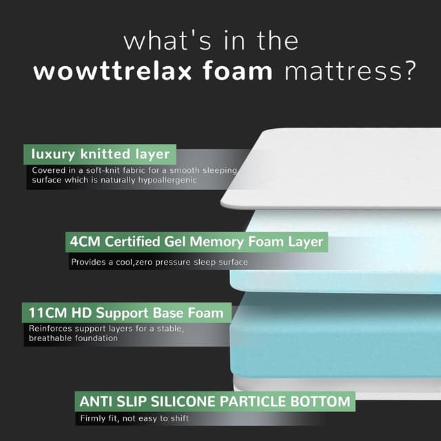 Detalle de Wowttrelax Single 6 Inch Memory Foam Mattress