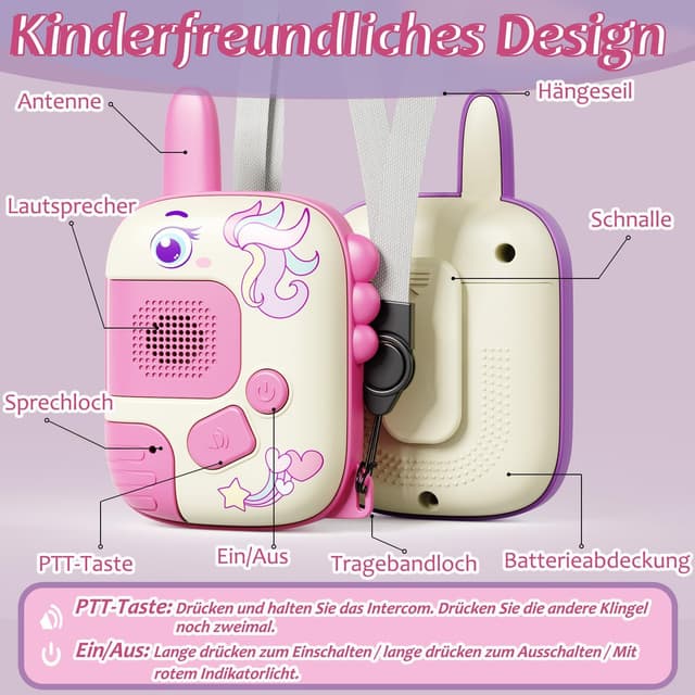 Detalle 2 de 2PCS Einhorn Walkie-Talkies Kinder für 3+