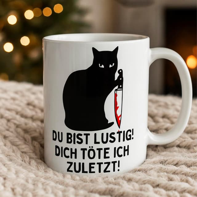 Thumbnail 6 de Kaffeetasse 325 ml mit Spruch und Katze
