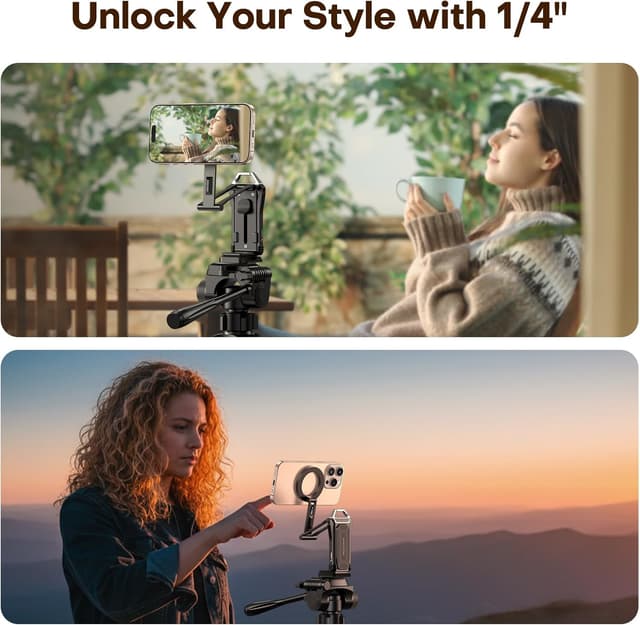 Detalle de OMOTON TP02 Pro 360° Rotatif pour trépied MagSafe avec vis 1/4" et plateau Arca-Swiss