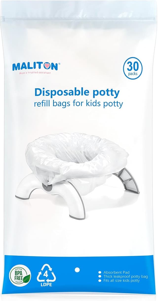 Detalle de Maliton Disposable Potty Liners (30 Pack) with Super Absorbent Pads – Universal travel potty refill bags