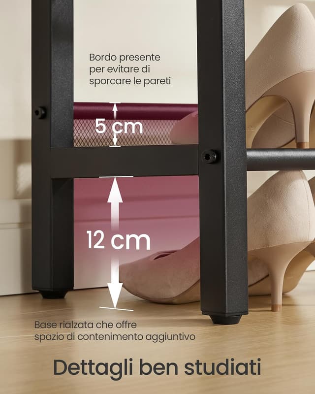 Detalle 1 de VASAGLE scarpiera 3 ripiani 28x75x50