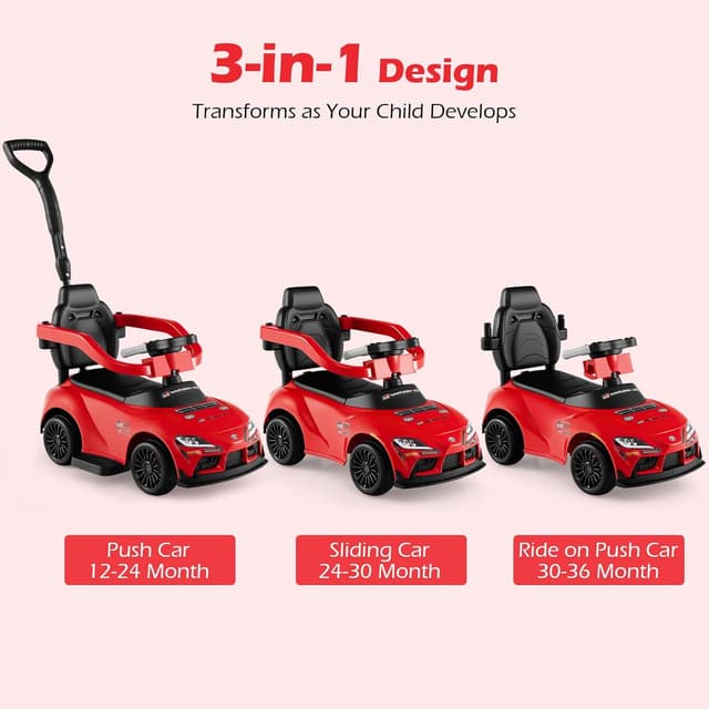 Detalle 2 de INFANS Licensed Toyota Ride-On Push Car (3-in-1) for Toddlers with Music & Storage, Red