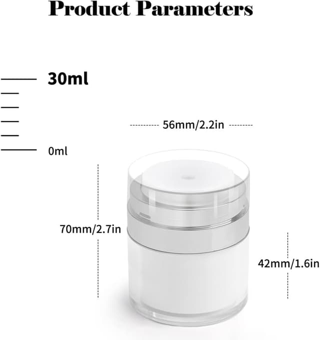 Detalle de HOTUT Airless Pumpspender (1 Stück, 30 ml) – nachfüllbarer Vakuum-Kosmetikbehälter für Creme & Lotion