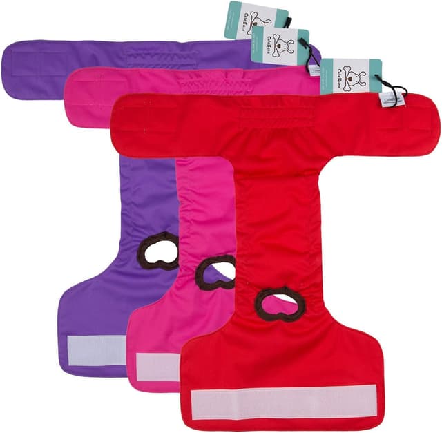 Detalle de CuteBone 3er-Pack waschbare Hundewindeln für Damen (XS) – wasserdichte Welpenhosen mit Klett & verstellbarem Rückenausschnitt