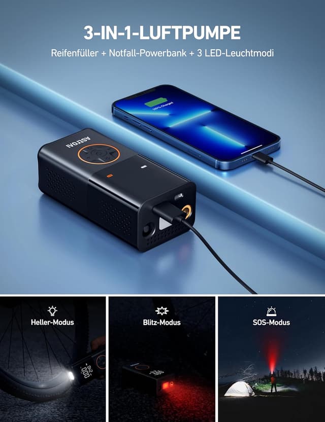 Thumbnail 6 de AstroAI Kabelloser elektrische Luftpumpe 150 PSI