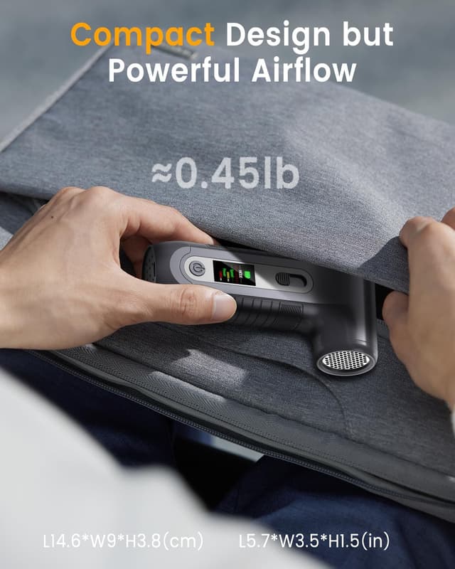 Thumbnail 6 de LUCKEA W06 Souffleur d’air comprimé rechargeable avec écran numérique HD et LED (200000 RPM) – Nettoyage PC, clavier, voiture