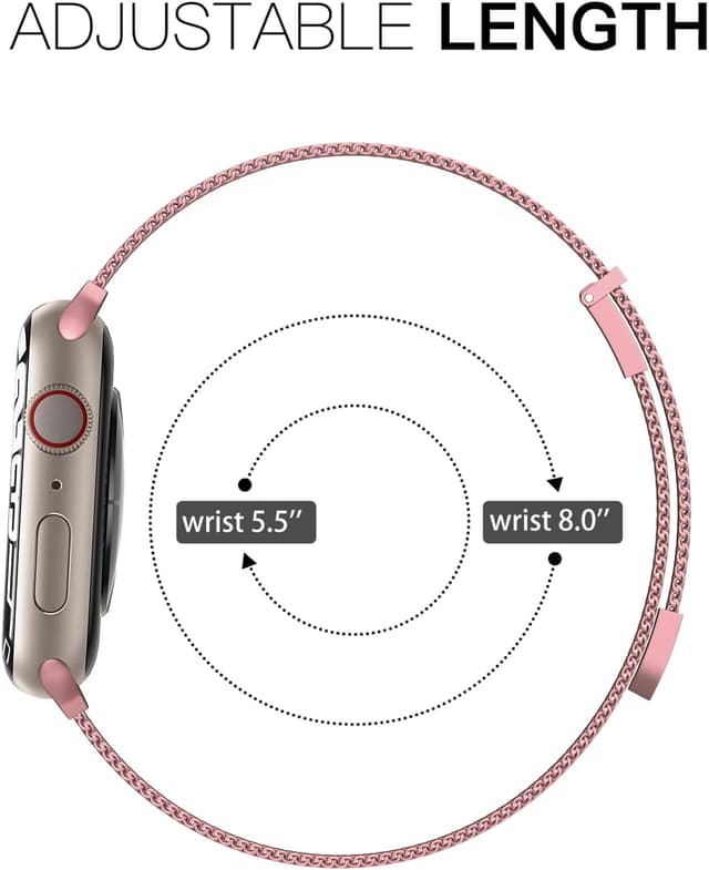 Detalle 2 de Tuocal Metal Upgraded Strap for Apple Watch (38/40/41/42mm) – Dual Magnetic Stainless Steel Mesh Replacement