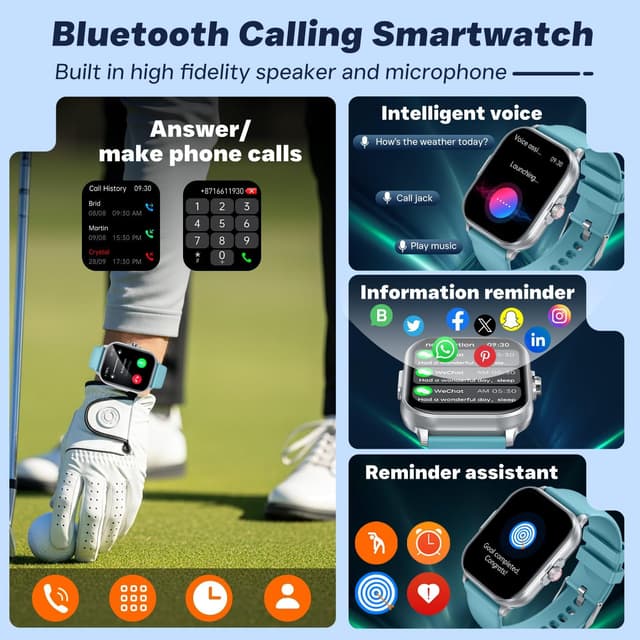 Detalle de idomars 2.01" Smartwatch for Men & Women with ECG, HRV, Blood Pressure, SpO2, IP68 and Call Notifications